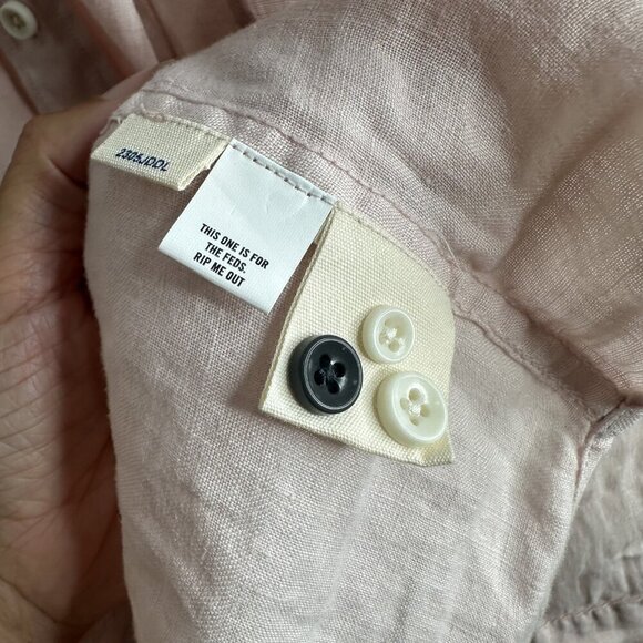 Taylor Stitch Shirt Mens 38 Pink Linen Long Sleeve Button Up Casual Lightweight - Picture 9 of 14